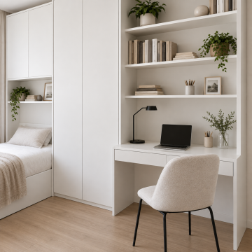 Neris 280 Beyaz Kitaplıklı Çalışma Masalı Genç Odası