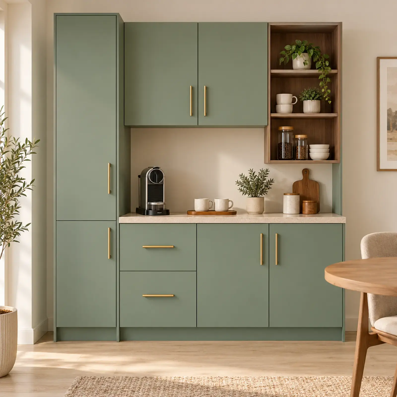 Meloriva 160 cm Sol Boy Dolaplı Sağ Üç Raflı Lake Kahve Köşesi