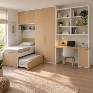 Mirel 320 Yavrulu Karyolalı Kitaplıklı Genç Odası