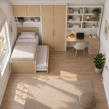 Mirel 320 Yavrulu Karyolalı Kitaplıklı Genç Odası