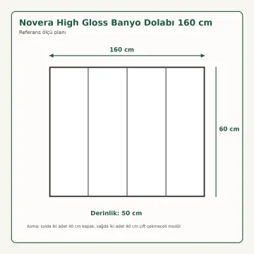 Novera High Gloss Banyo Dolabı 160 cm