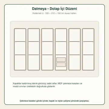 Dalmeya Keten Gri MDF Kademeli U Mutfak Dolabı
