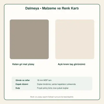 Dalmeya Keten Gri MDF Kademeli U Mutfak Dolabı
