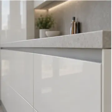 Evriona İnci Beyaz High Gloss Asimetrik U Mutfak Dolabı