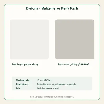 Evriona İnci Beyaz High Gloss Asimetrik U Mutfak Dolabı