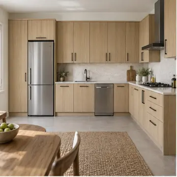 Helyona Açık Meşe MDF Köşe Kilerli Sol L Mutfak Dolabı