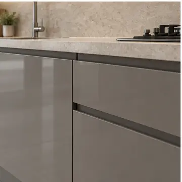 Iverlya Duman Gri High Gloss Servis Dönüşlü Düz Mutfak Dolabı