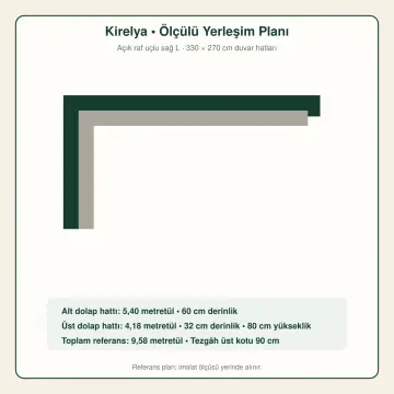Kirelya RAL 7032 Lake Açık Raf Uçlu Sağ L Mutfak Dolabı