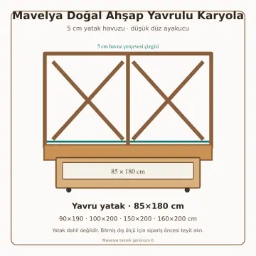 Mavelya Doğal Ahşap Yavrulu Karyola