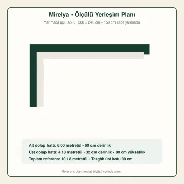 Mirelya Kırık Beyaz High Gloss Yarımada Uçlu Sol L Mutfak Dolabı