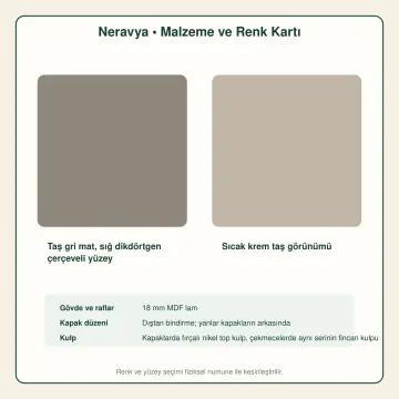 Neravya Taş Gri Membran Çift Boy Kilerli Düz Mutfak Dolabı