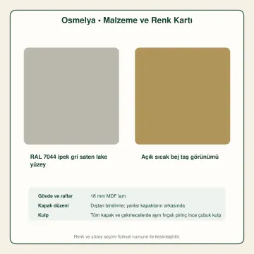 Osmelya RAL 7044 Lake Pencere Altı Evyeli Asimetrik U Mutfak Dolabı