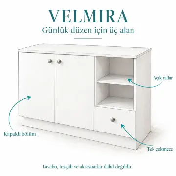 Velmira Düz MDF Banyo Dolabı 120 cm