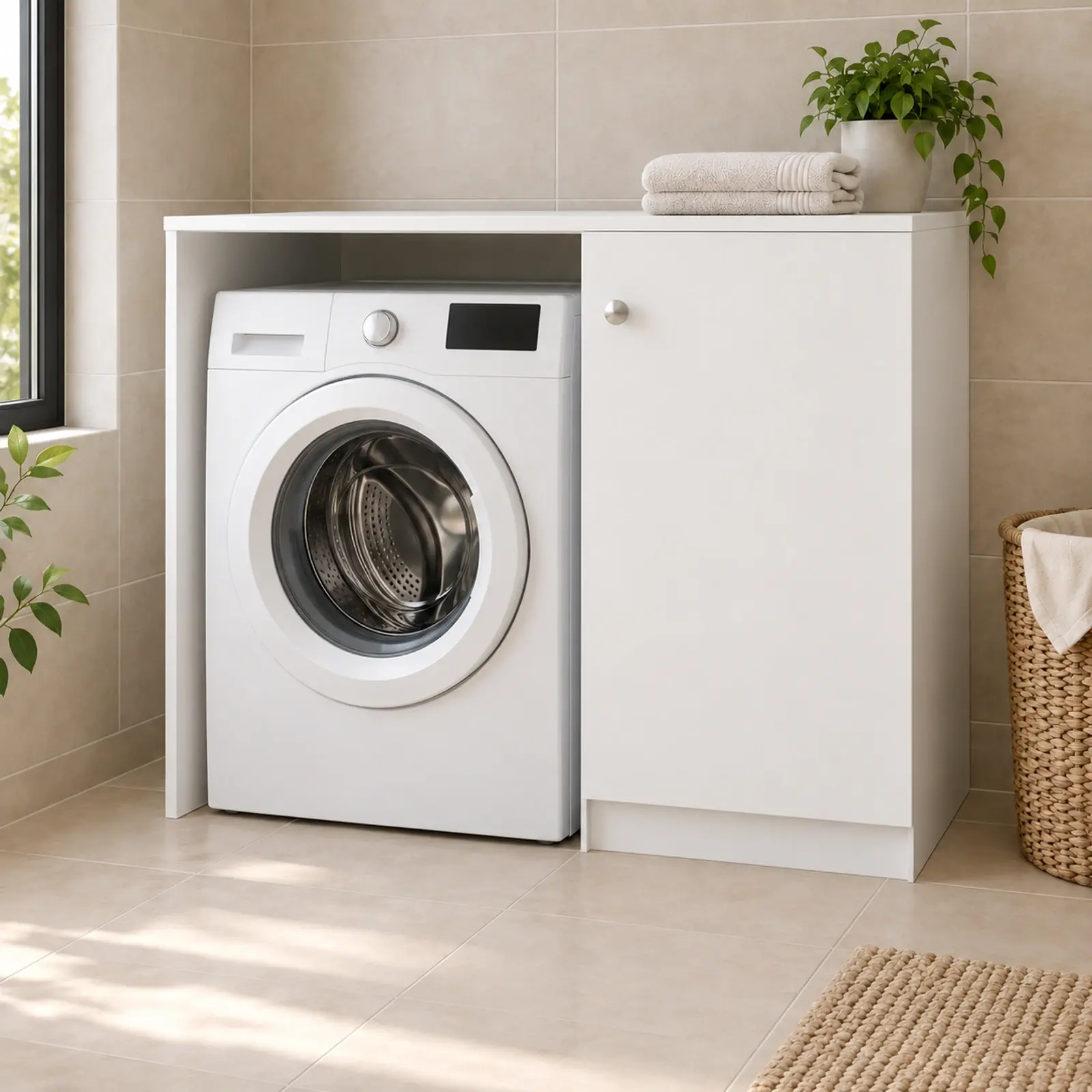 Arvenis Düz MDF Çamaşır Makinesi Dolabı 110 cm