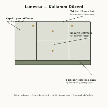 Lunessa Lake Banyo Dolabı 140 cm