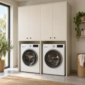 Merliva Membran Yan Yana Çamaşır Makinesi Dolabı 170 cm