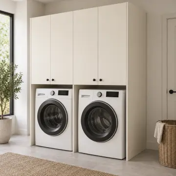 Merliva Membran Yan Yana Çamaşır Makinesi Dolabı 170 cm
