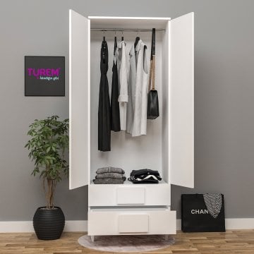 2 Kapılı Kare Kulplu Gardırop