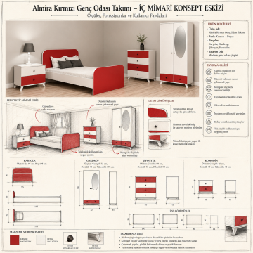 Almira Kırmızı Genç Odası Takımı
