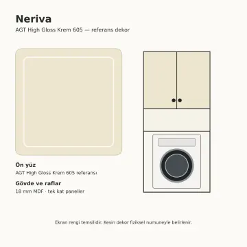 Neriva High Gloss Tek Makine Üst Dolabı 80 cm