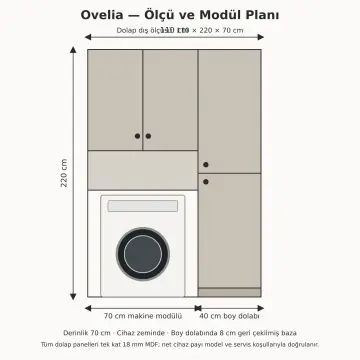 Ovelia Lake Çamaşır Makinesi ve Boy Dolabı 110 cm
