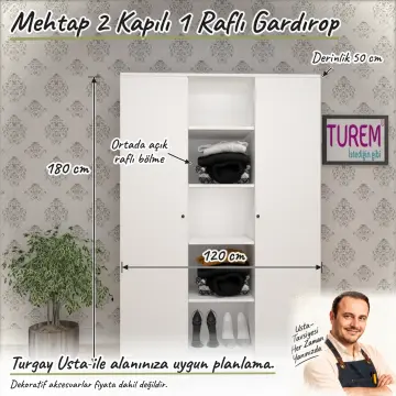 Mehtap 2 Kapılı 1 Raflı Gardırop