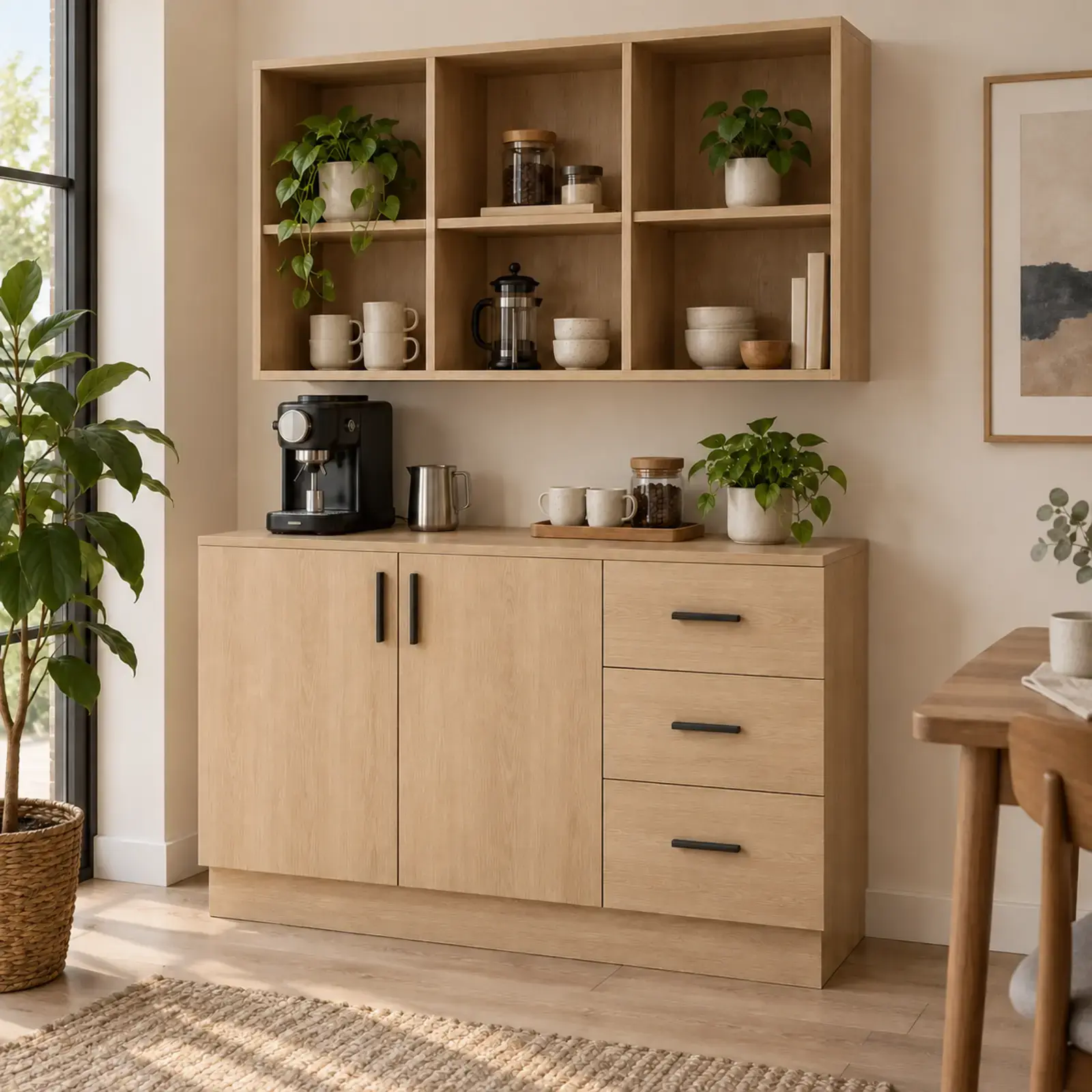 Sorvella 105 cm Açık Raflı Düz MDF Kahve Köşesi