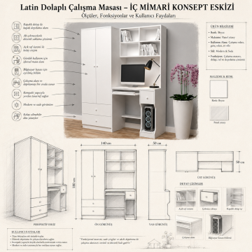 Latin Dolaplı Çalışma Masası