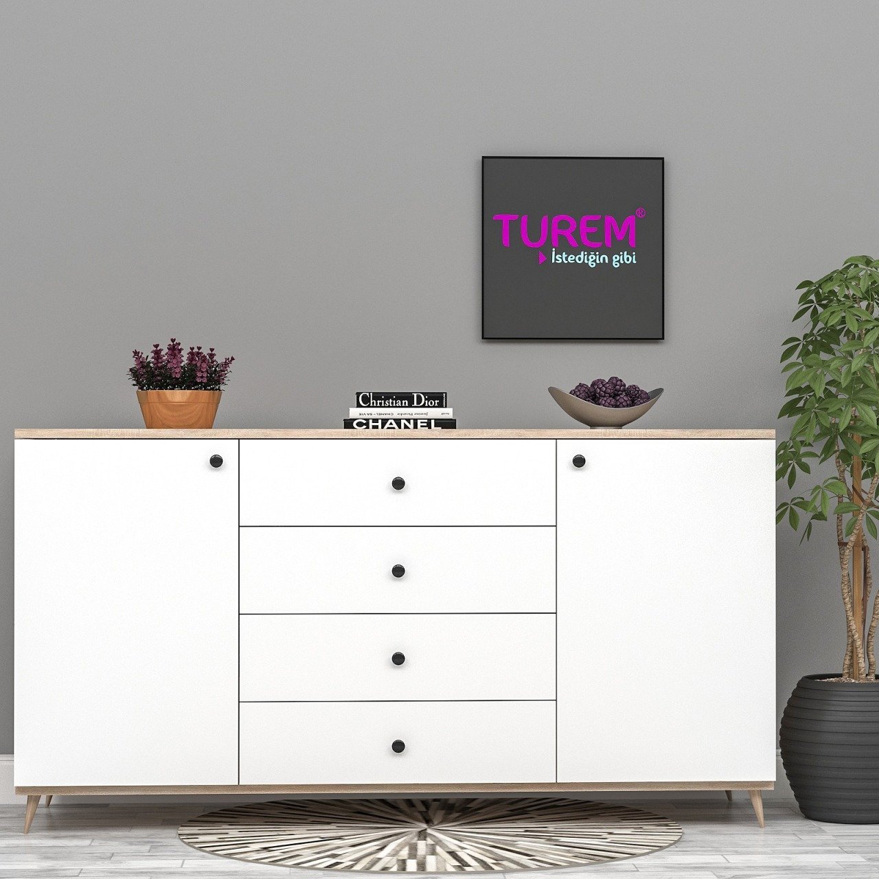 Derya Cordobo - Beyaz 4 Çekmeceli Konsol