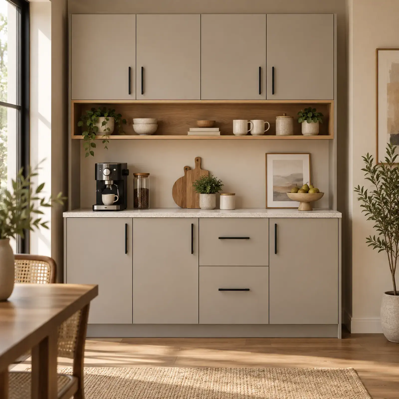 Tavorella 160 cm Boydan Boya Alt Raflı Düz MDF Kahve Köşesi