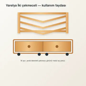 Varelya Doğal Ahşap Çekmeceli Karyola