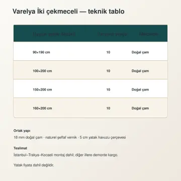 Varelya Doğal Ahşap Çekmeceli Karyola