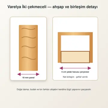 Varelya Doğal Ahşap Çekmeceli Karyola