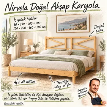 Nirvela Doğal Ahşap Karyola
