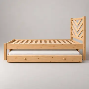 Varelya Doğal Ahşap Yavrulu Karyola