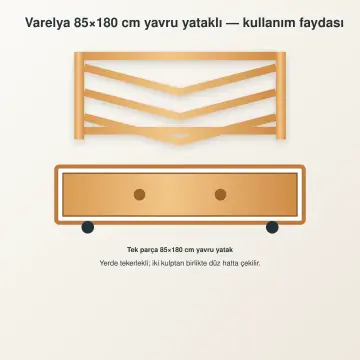 Varelya Doğal Ahşap Yavrulu Karyola