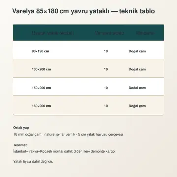 Varelya Doğal Ahşap Yavrulu Karyola