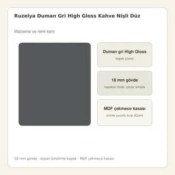 Ruzelya Duman Gri High Gloss Kahve Nişli Düz Mutfak Dolabı