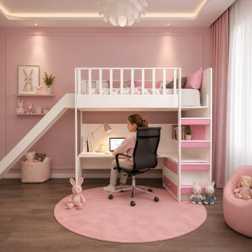 Alice Çalışma Masalı Kaydıraklı Ranza