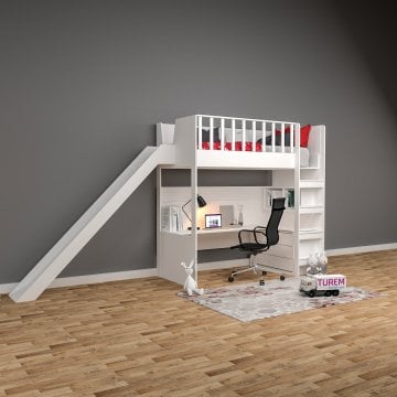 Alice Çalışma Masalı Kaydıraklı Ranza