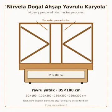 Nirvela Doğal Ahşap Yavrulu Karyola