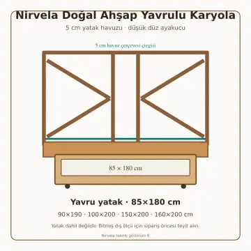 Nirvela Doğal Ahşap Yavrulu Karyola