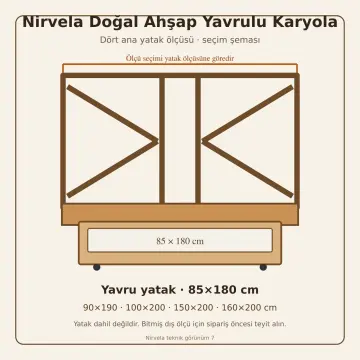Nirvela Doğal Ahşap Yavrulu Karyola