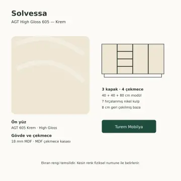 Solvessa High Gloss Banyo Dolabı 160 cm