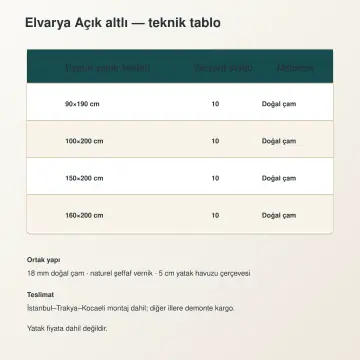 Elvarya Doğal Ahşap Karyola
