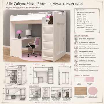 Aliv Çalışma Masalı Ranza Mdf