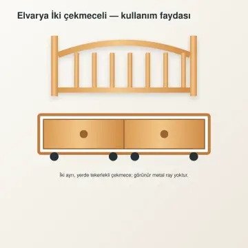 Elvarya Doğal Ahşap Çekmeceli Karyola