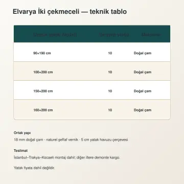 Elvarya Doğal Ahşap Çekmeceli Karyola