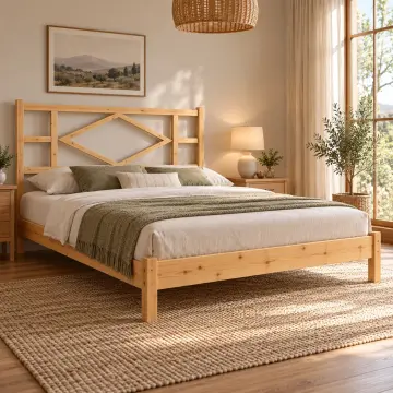 Zenovya Doğal Ahşap Karyola