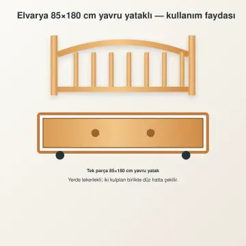 Elvarya Doğal Ahşap Yavrulu Karyola